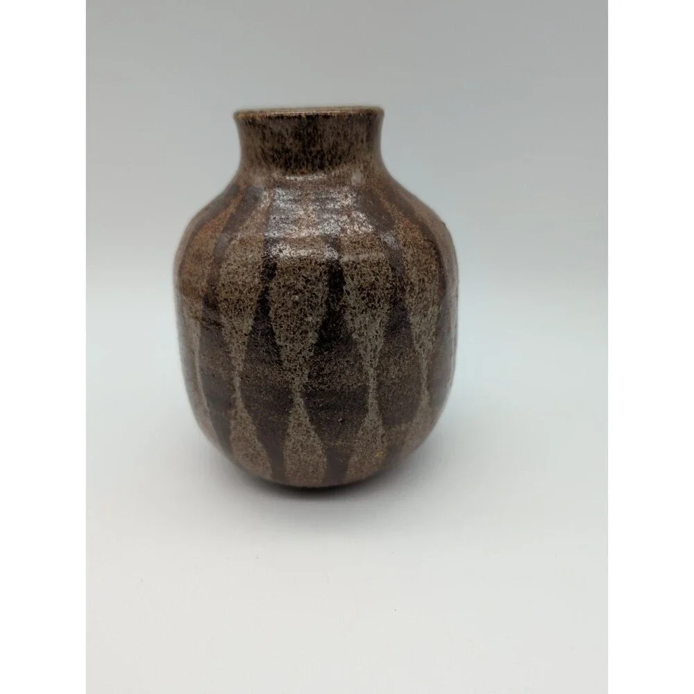 Studio Pottery Vase Vintage Glazed Ceramic MCM Earth Tone 5